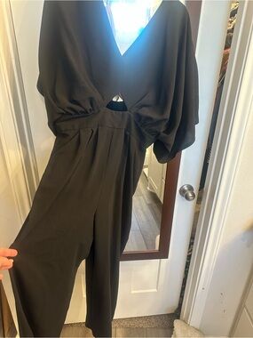 ASOS Black V-Neck Wide-Leg Jumpsuit with Cutout